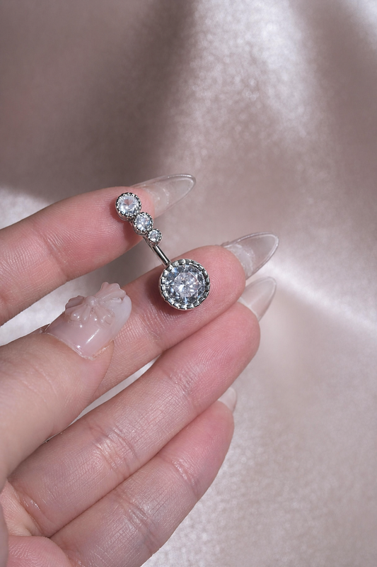 Triple Round CZ Belly Ring