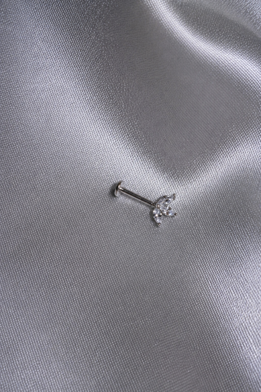 Three Marquise CZ Flat Back Labret