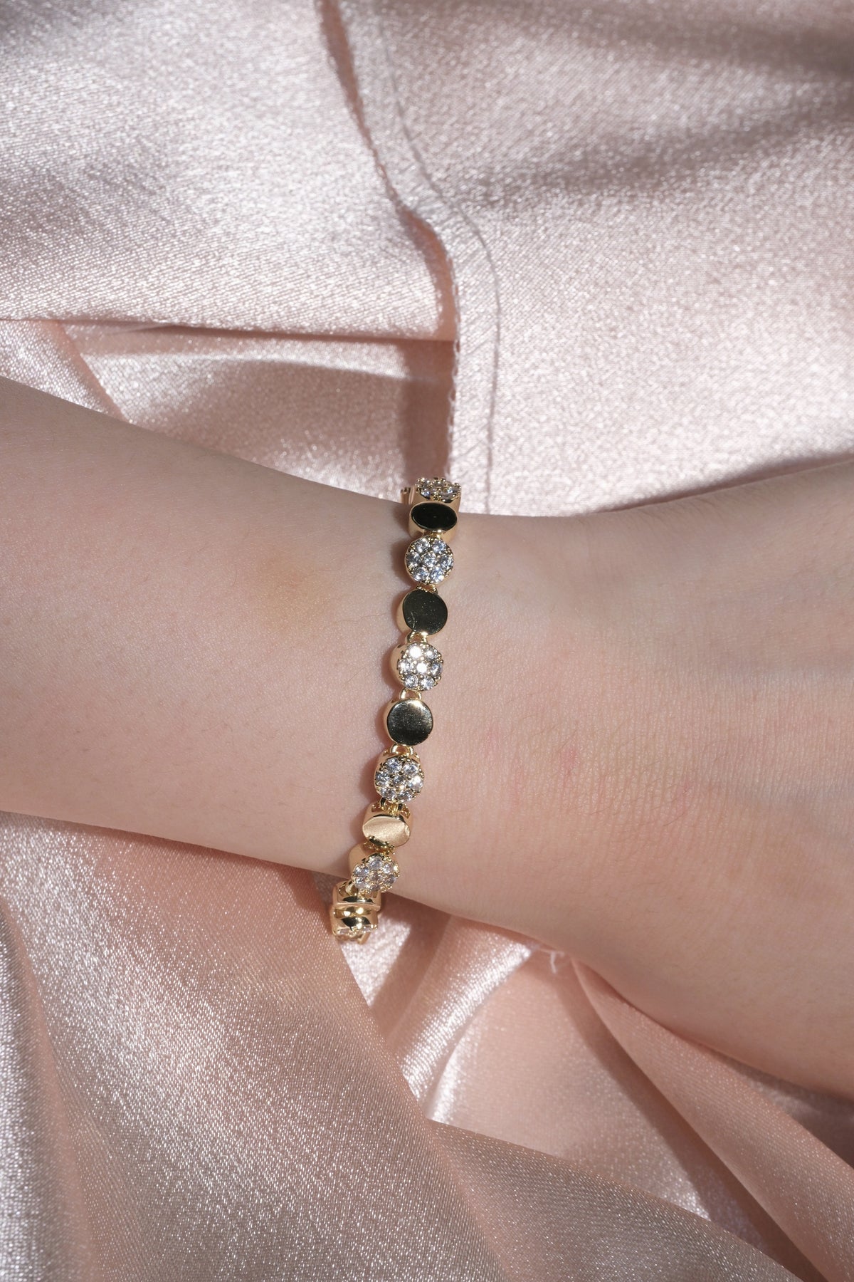 Sol Round Disc Bracelet — Gold Tone