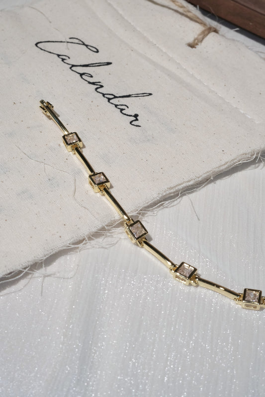 Square CZ Bar Bracelet — Gold