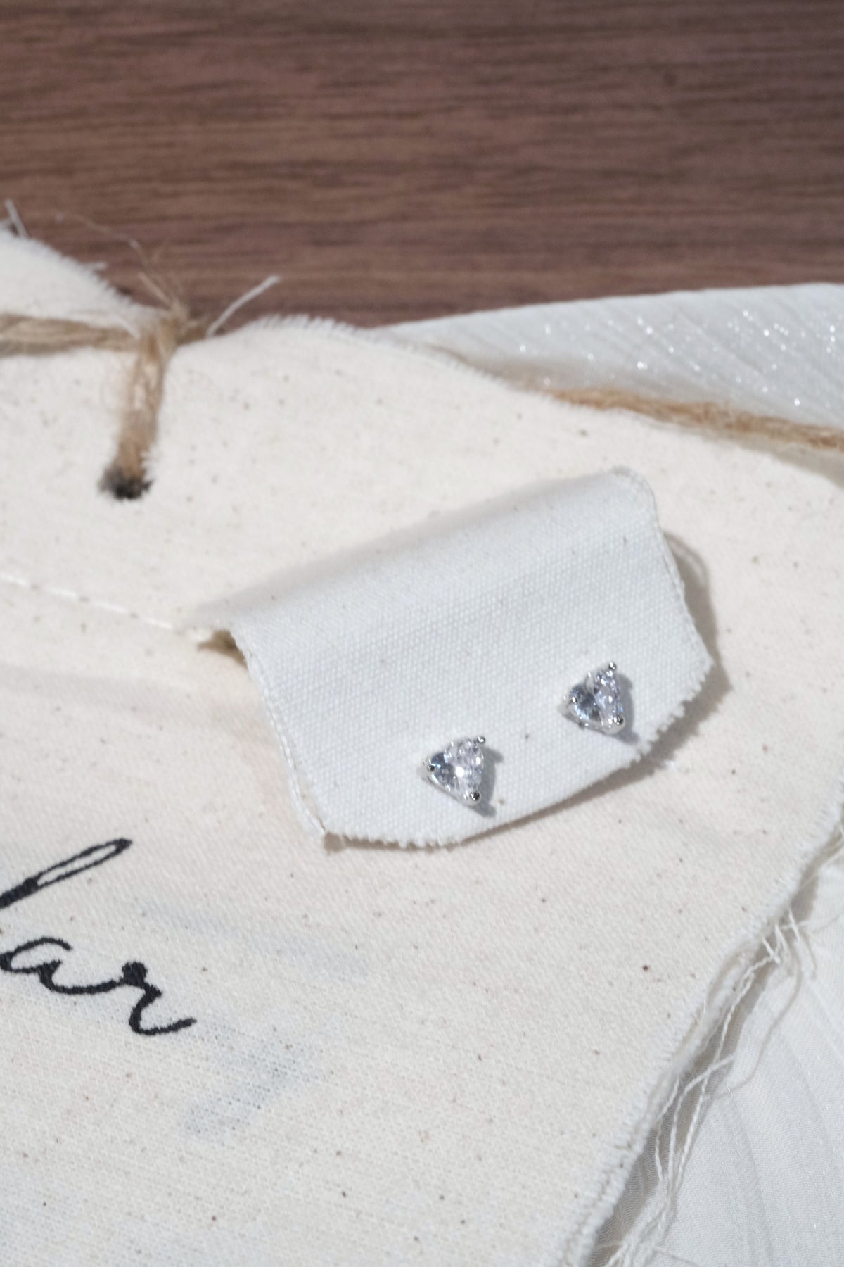 Heart CZ Stud Earrings — Silver