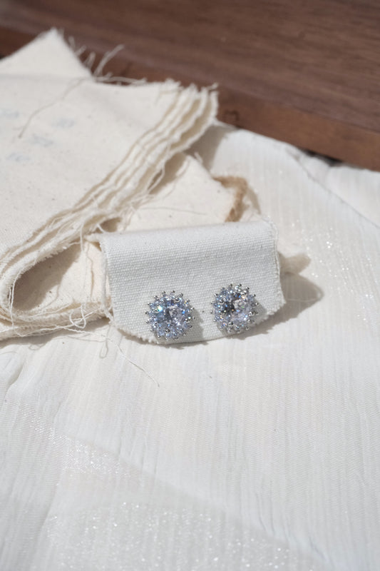 Sunburst Stud Earrings — Silver