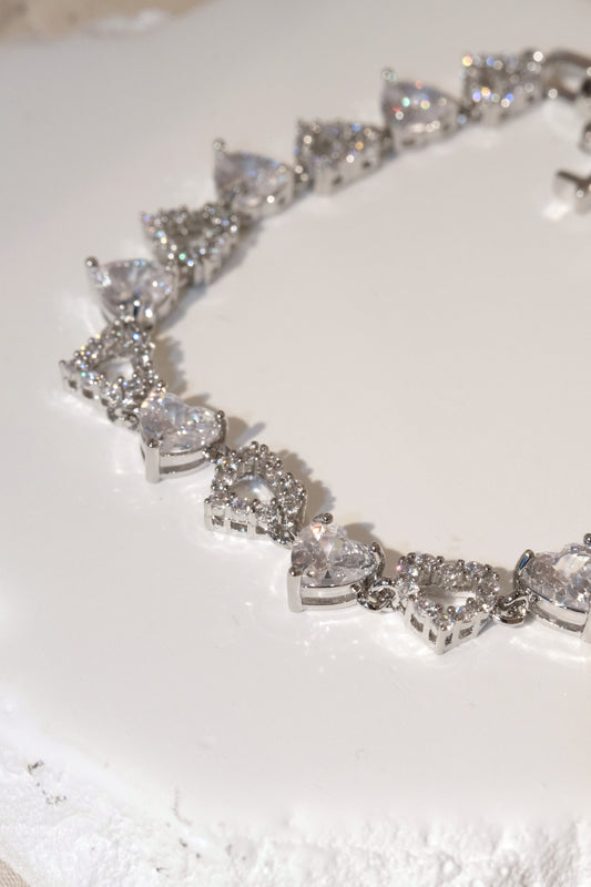 Heart CZ Bracelet — Silver