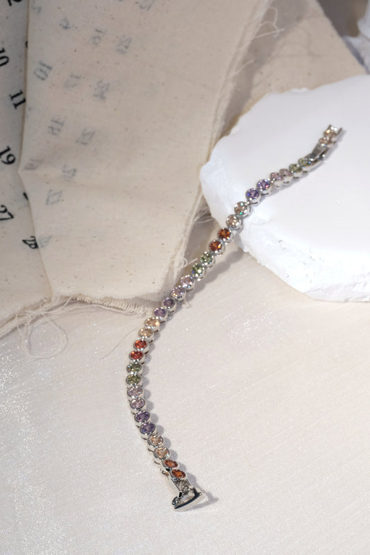 Multicolor CZ Bracelet — Silver