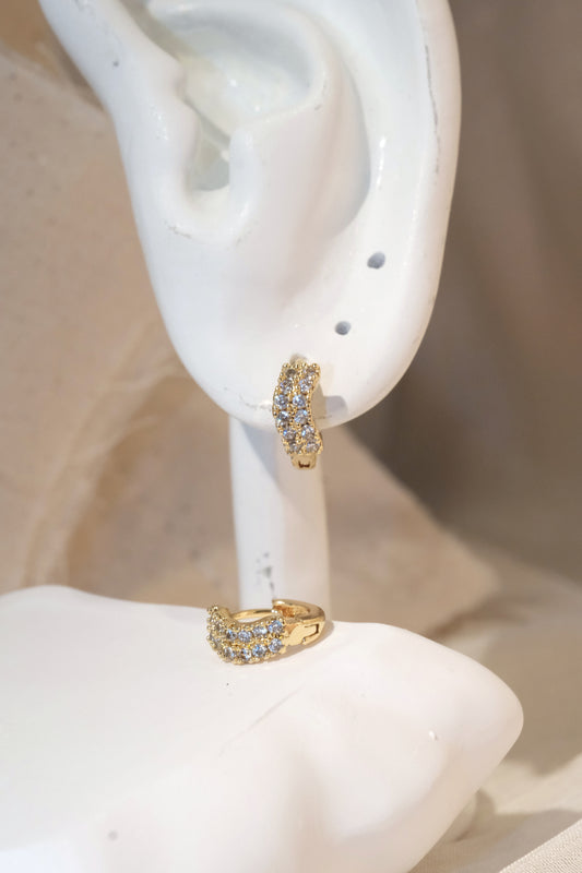 Double CZ Huggie Earrings — Gold