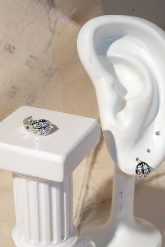 Small Tapered CZ Earrings — Silver