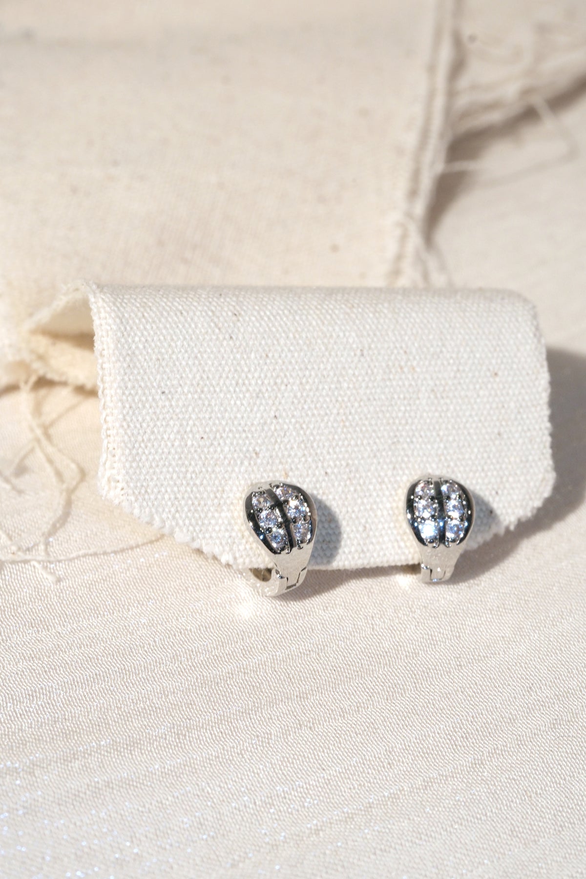Small Tapered CZ Earrings — Silver