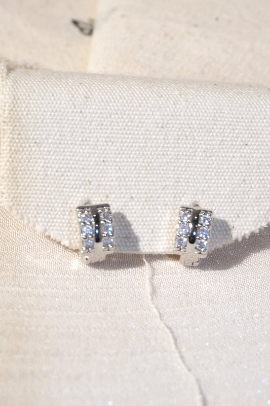 Six Stone CZ Huggie Earrings — Silver