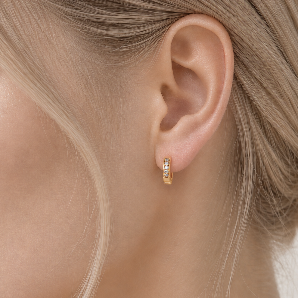 Five Stone Crystal Huggie Earrings