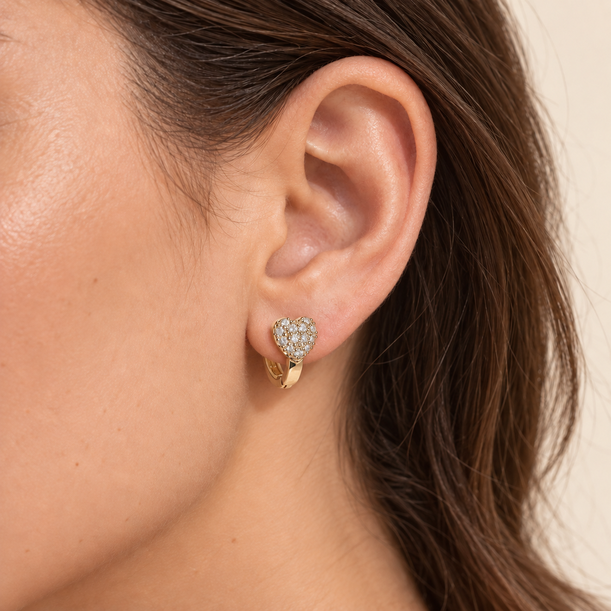 Pavé Heart Huggie Earrings