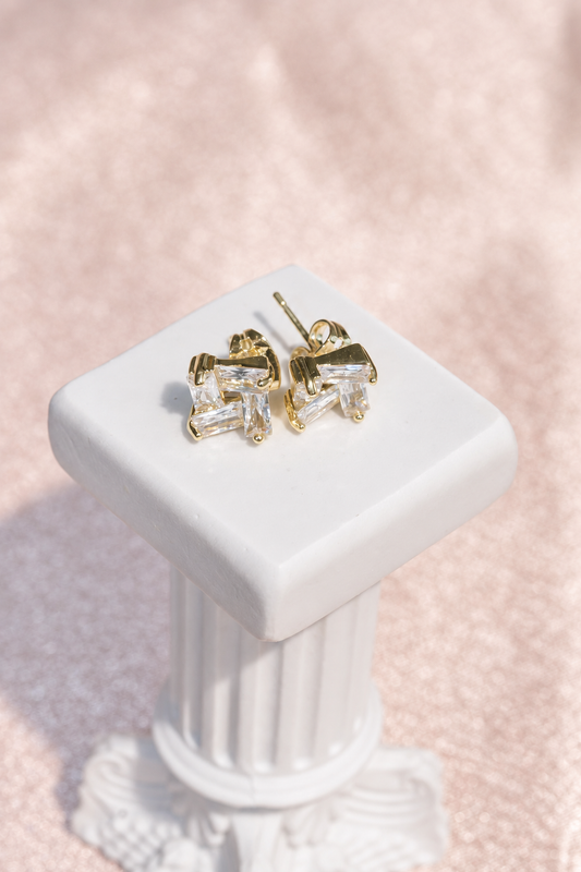 Geometric Pinwheel Stud Earrings in stainless steel, view 1