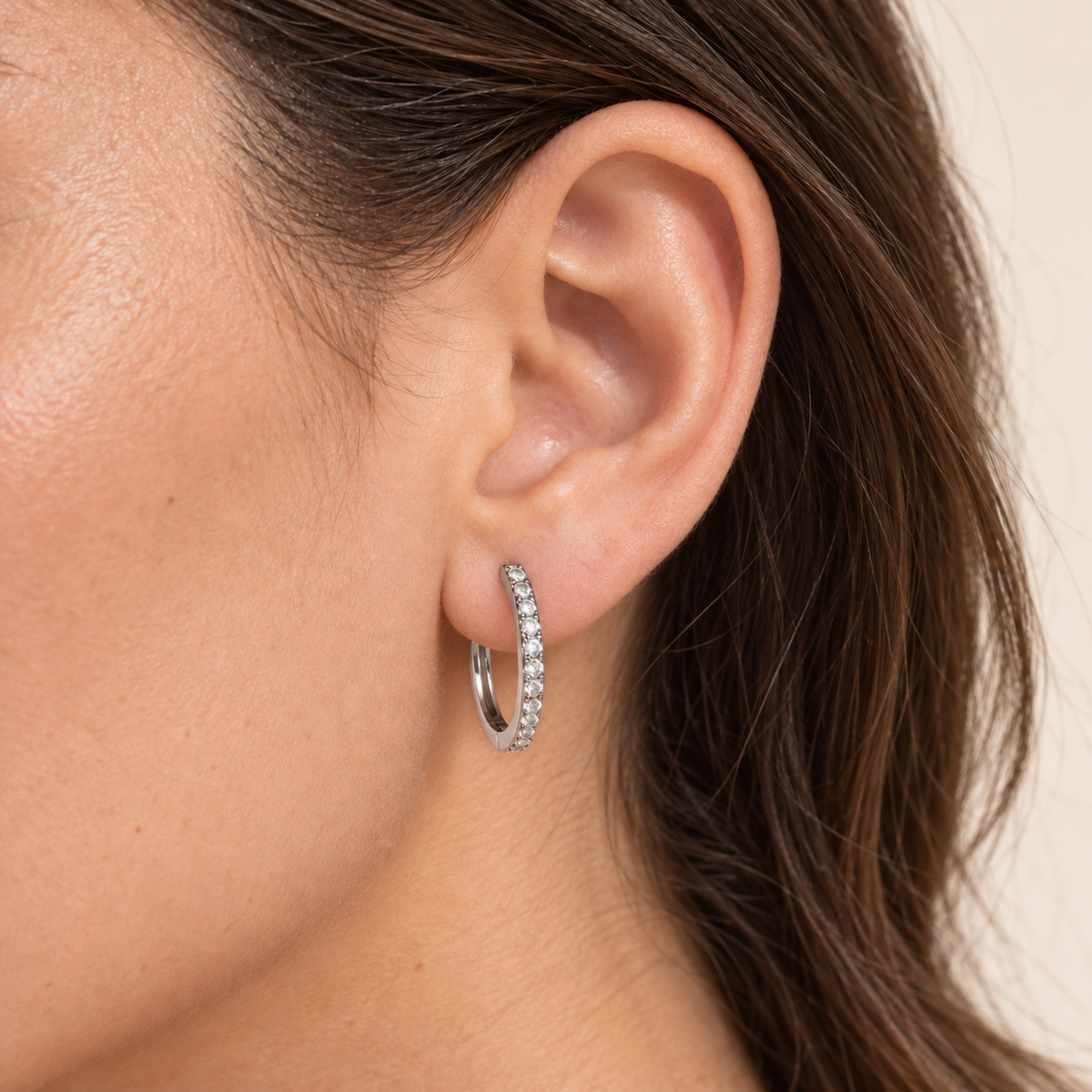 Oval Huggie Earrings — Silver Tone