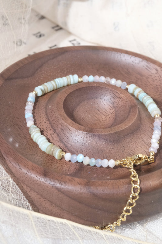 Aqua White Mixed Beads Bracelet — real product photo