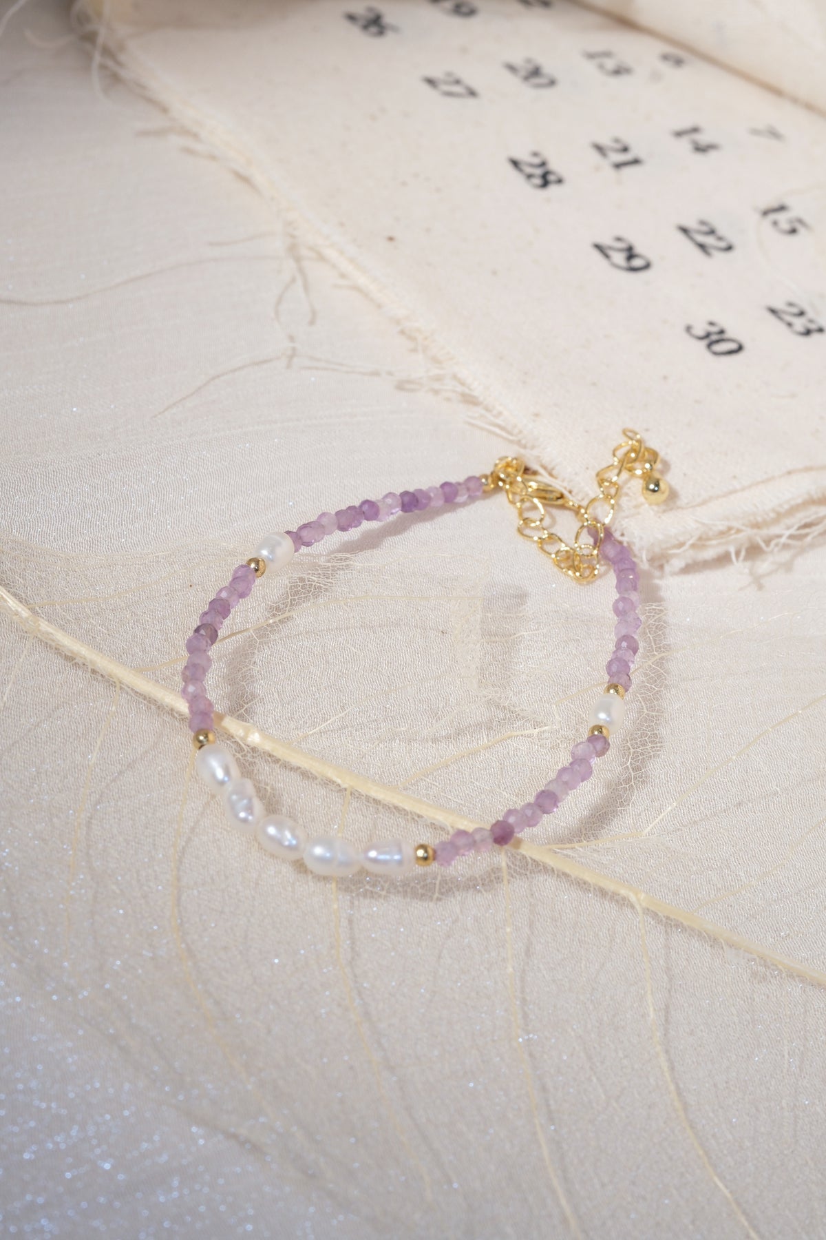 Purple White Oval Beads Bracelet — real product photo