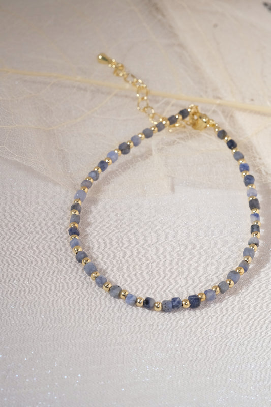 Grey Blue Gold Tone Spacers Bracelet — real product photo