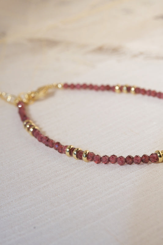 Maroon Gold Tone Ribbed Bar Bracelet — real product photo