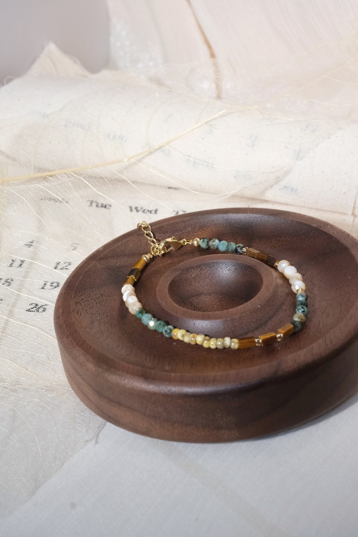 Multicolor Chip Gold Tone Bars Bracelet — real product photo