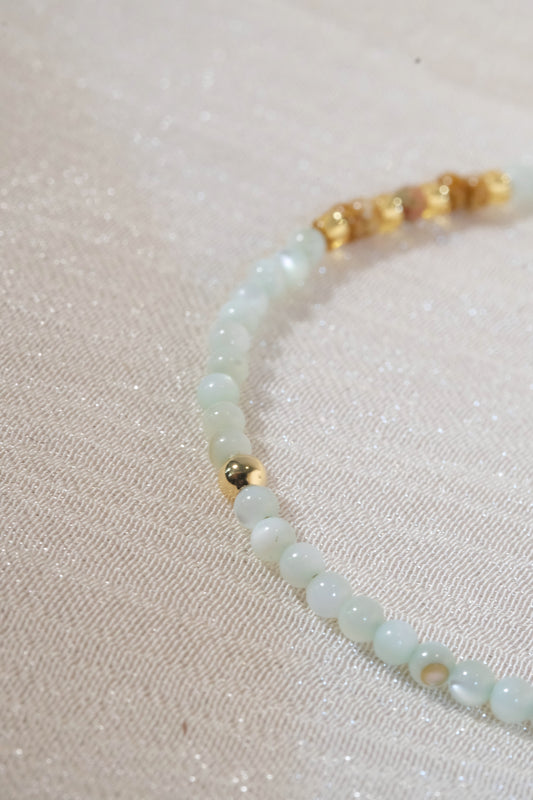 Pale Mint Faceted Beads Bracelet — real product photo