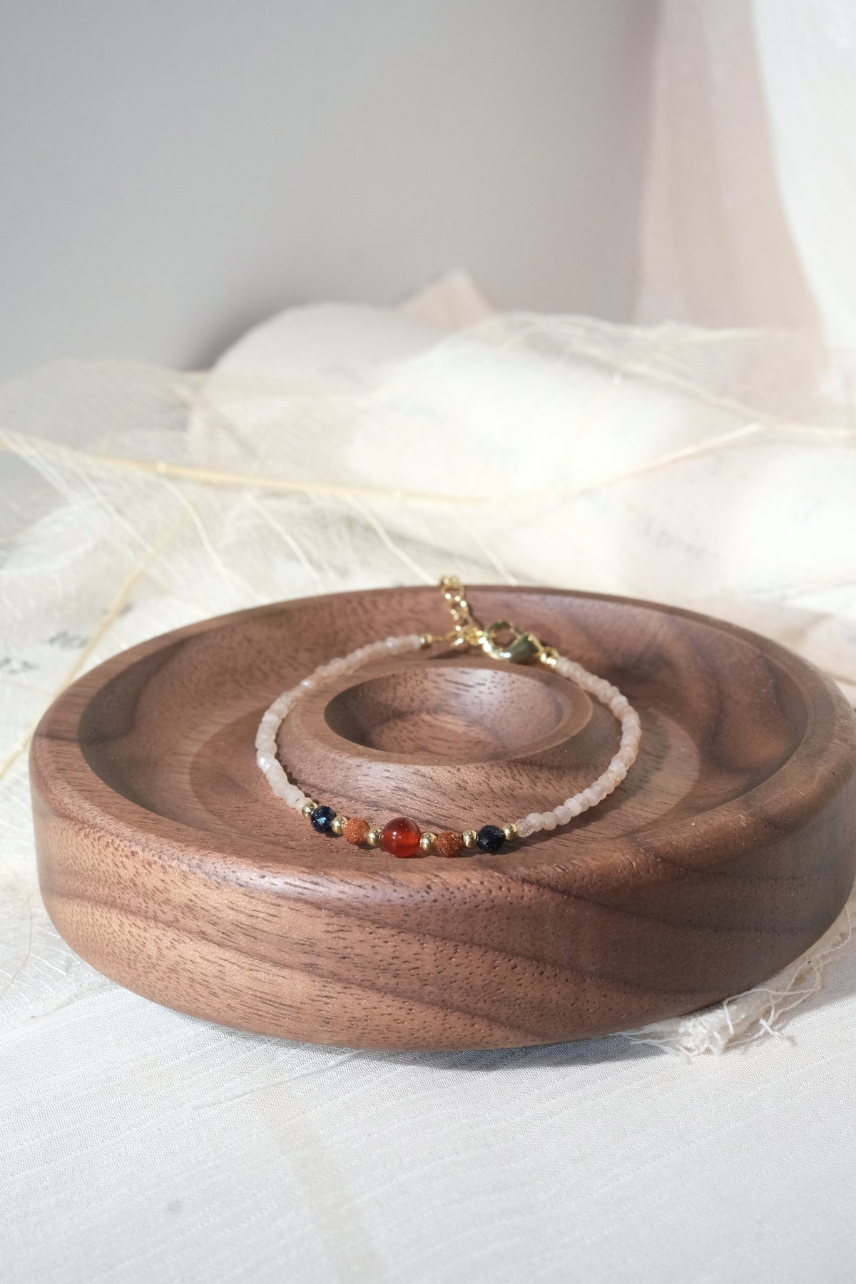 Peach Dark Red Accents Bracelet — real product photo