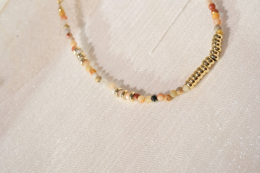 Cream Multicolor Gold Tone Ribbed Bar Bracelet — real product photo
