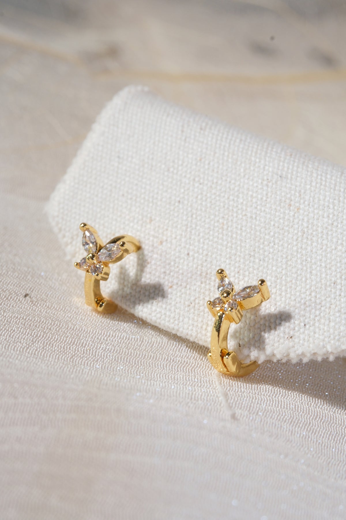 Gold Tone Floral Hoops Earrings — real product photo