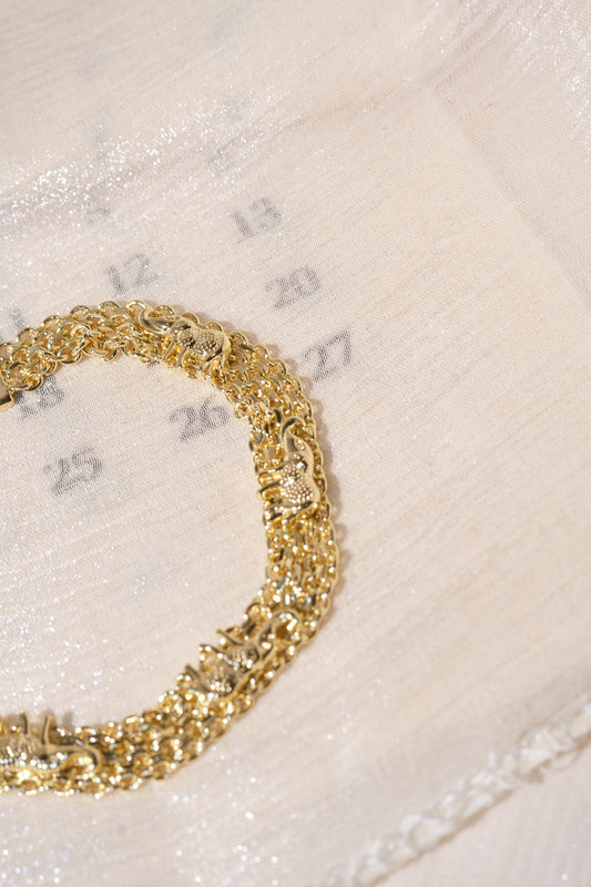 Textured Station Multistrand Bracelet — Gold — edited real product photo