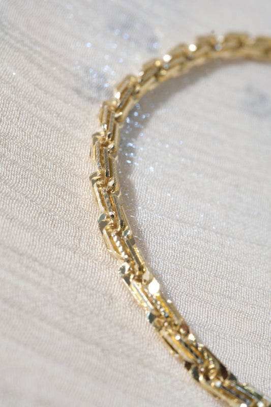 Slim Bar Link Bracelet — Gold — edited real product photo