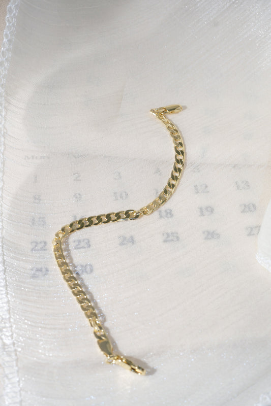 Slim Curb Chain Bracelet — Gold — edited real product photo