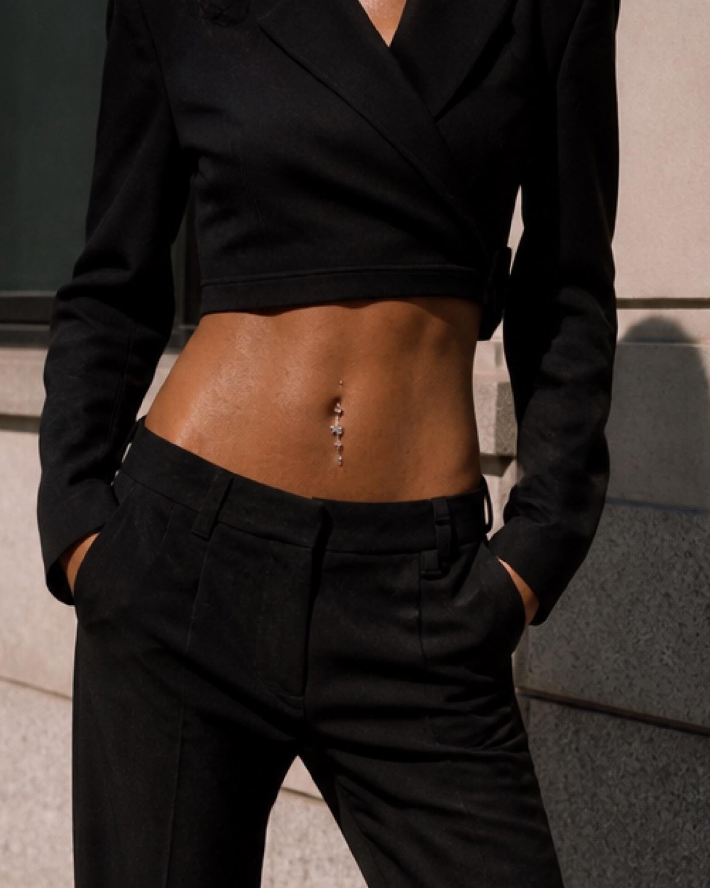 Silver Three Flower Belly Button Ring, CZ Floral Dangle Navel Piercing, Stainless Steel Body Jewelry