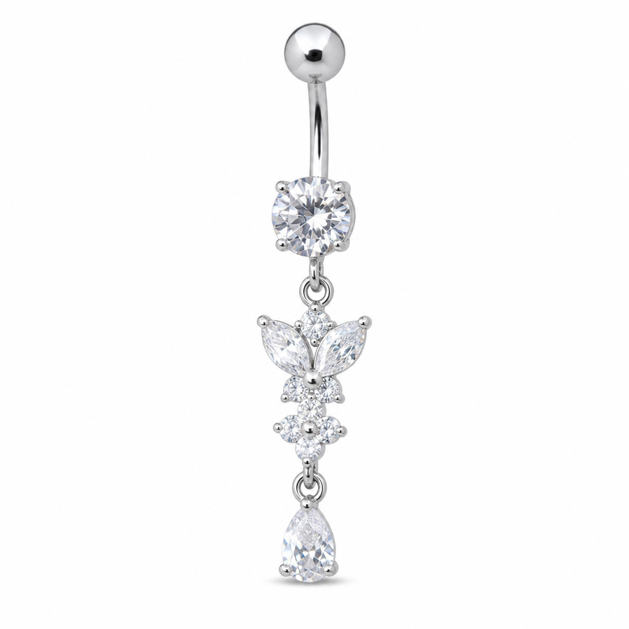 Butterfly Flower Belly Ring