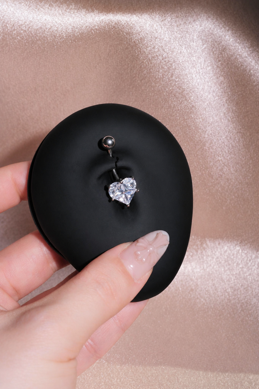 Clear Heart CZ Belly Ring