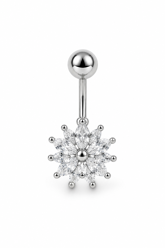 Snowflake CZ Belly Ring