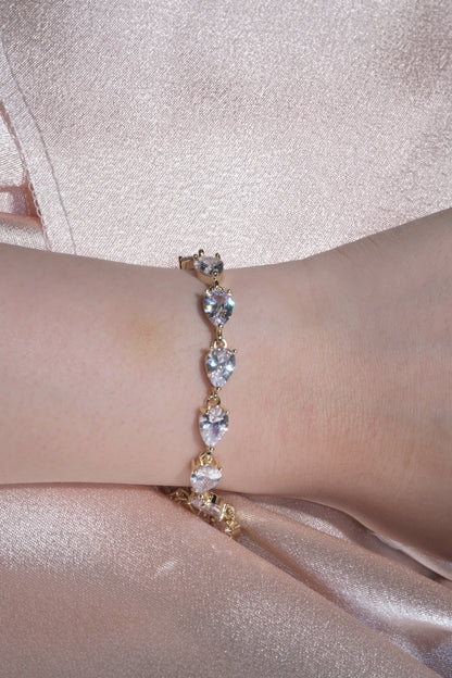 Cascade Teardrop Stone Bracelet — Gold Tone
