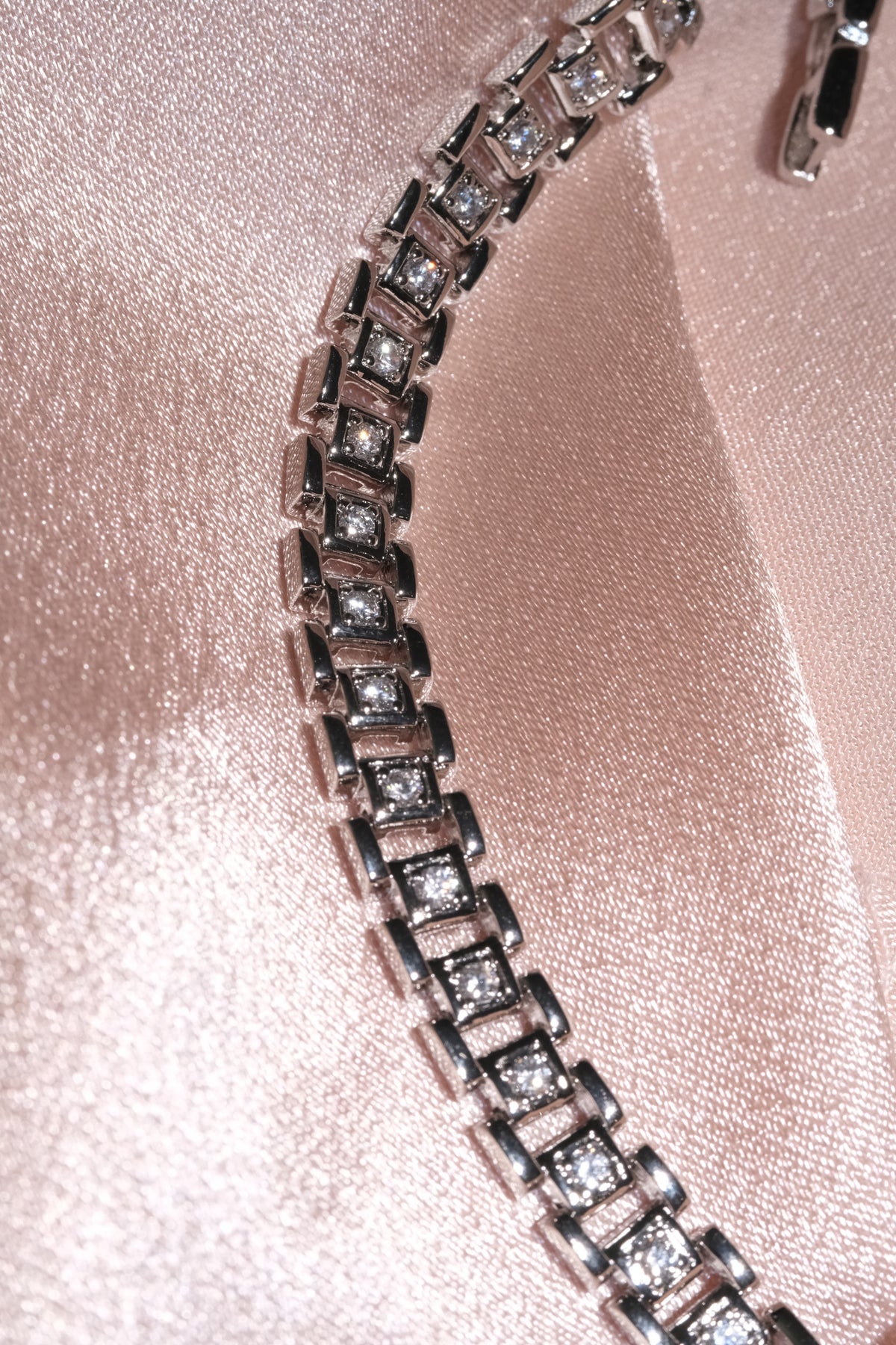 Lumi Rectangular Link CZ Bracelet — Silver Tone