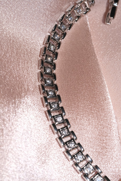 Lumi Rectangular Link CZ Bracelet — Silver Tone