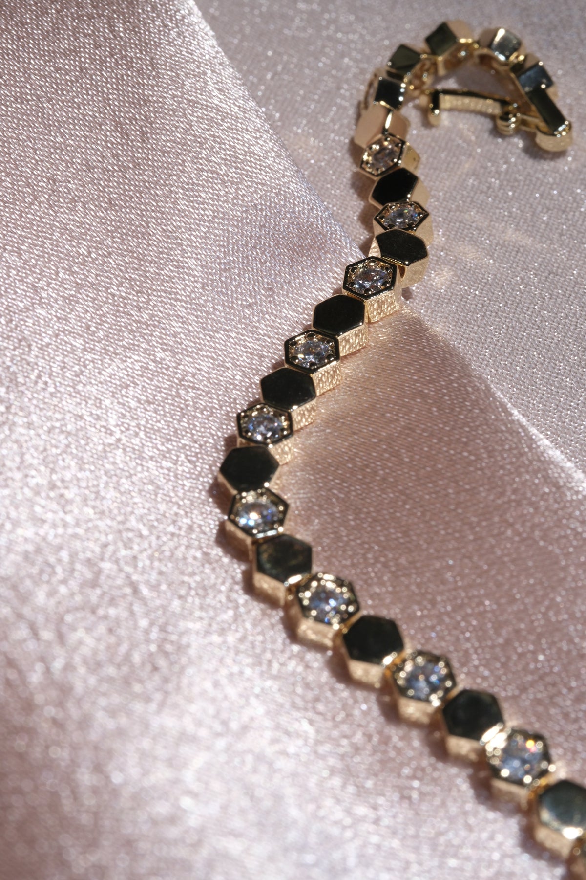 Geo Hexagon CZ Bracelet — Gold Tone