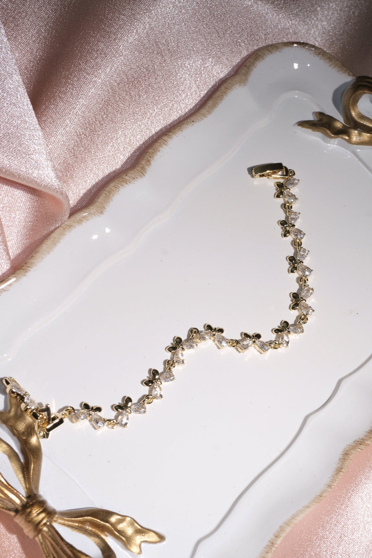 Flutter Butterfly CZ Bracelet — Gold Tone