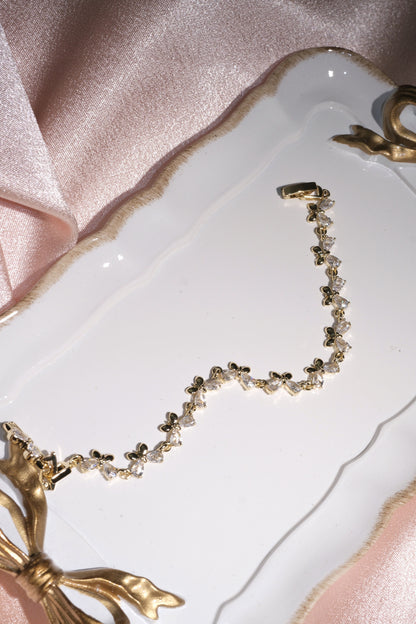 Flutter Butterfly CZ Bracelet — Gold Tone
