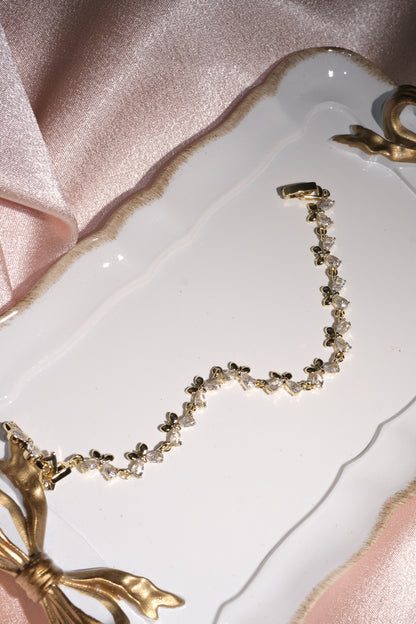 Flutter Butterfly CZ Bracelet — Gold Tone