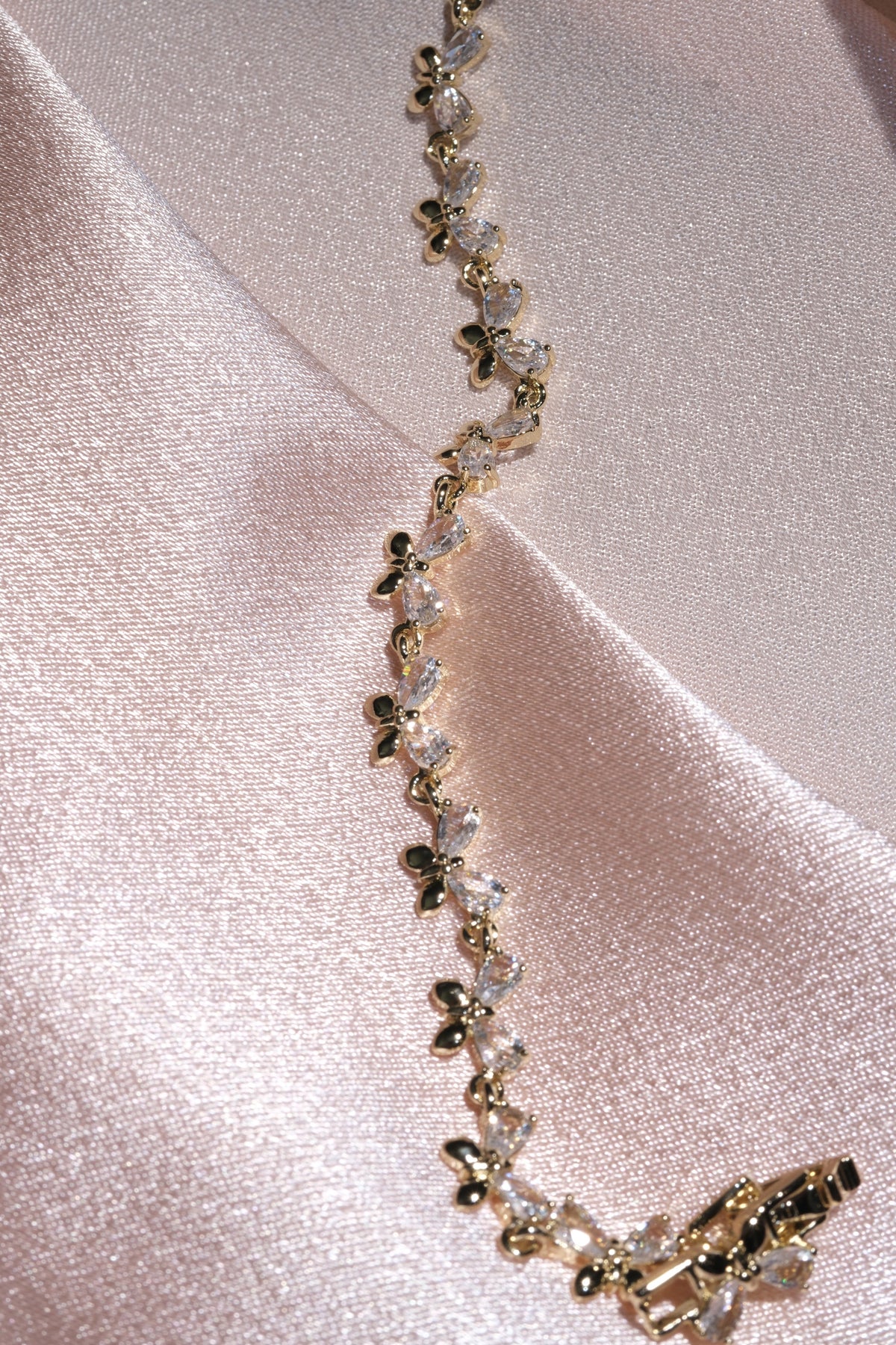 Flutter Butterfly CZ Bracelet — Gold Tone