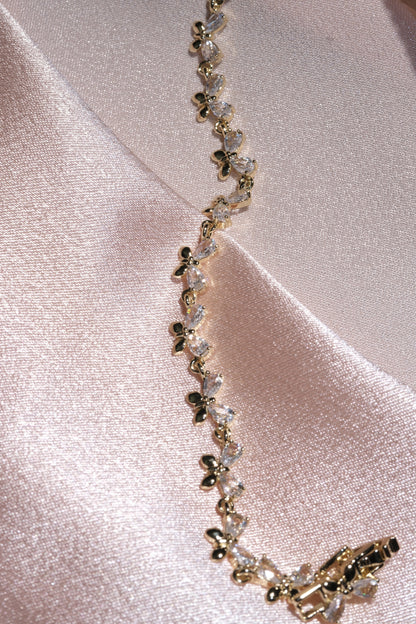 Flutter Butterfly CZ Bracelet — Gold Tone
