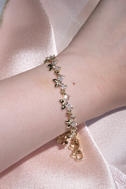 Flutter Butterfly CZ Bracelet — Gold Tone