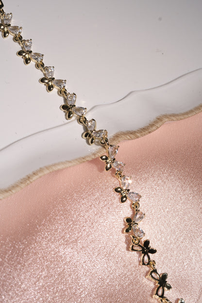 Flutter Butterfly CZ Bracelet — Gold Tone
