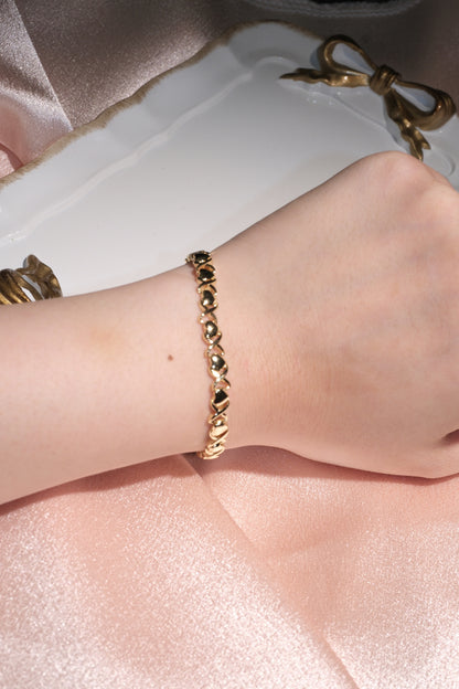 Amour Heart & Crossover Link Bracelet — Gold Tone