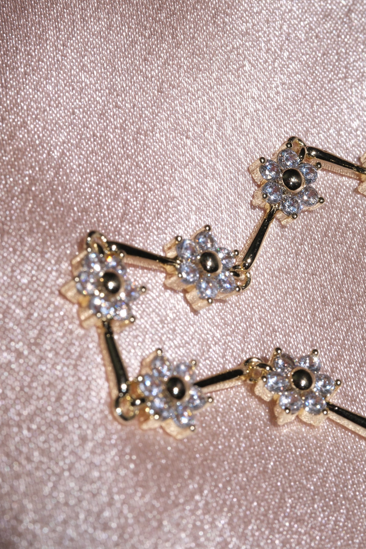 Flora Flower & Bar CZ Bracelet — Gold Tone