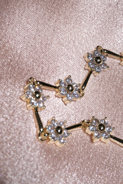 Flora Flower & Bar CZ Bracelet — Gold Tone