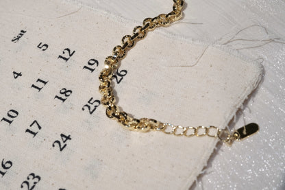 Textured Round Link Bracelet — Gold