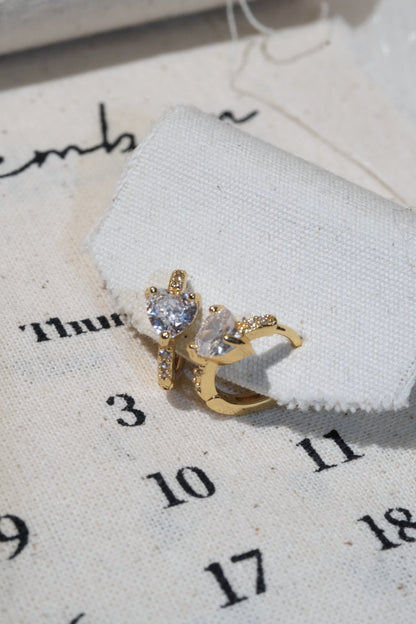 Three Stone CZ Huggie Earrings — Gold