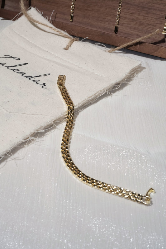 Three Row Link Bracelet — Gold