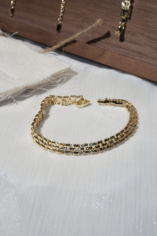 Three Row Link Bracelet — Gold